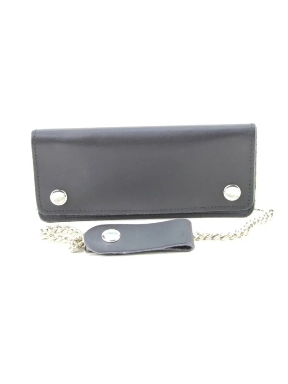 Men's Classic Genuine Premium Leather Snap Chain Trucker Biker Wallet Black NEW
